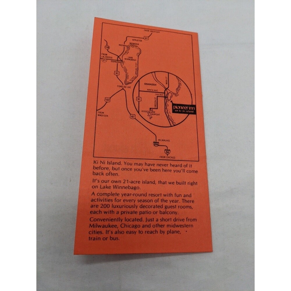 Vintage 1960s The Pioneer Inn On Lake Winnebago Brochure - Picture 7 of 9